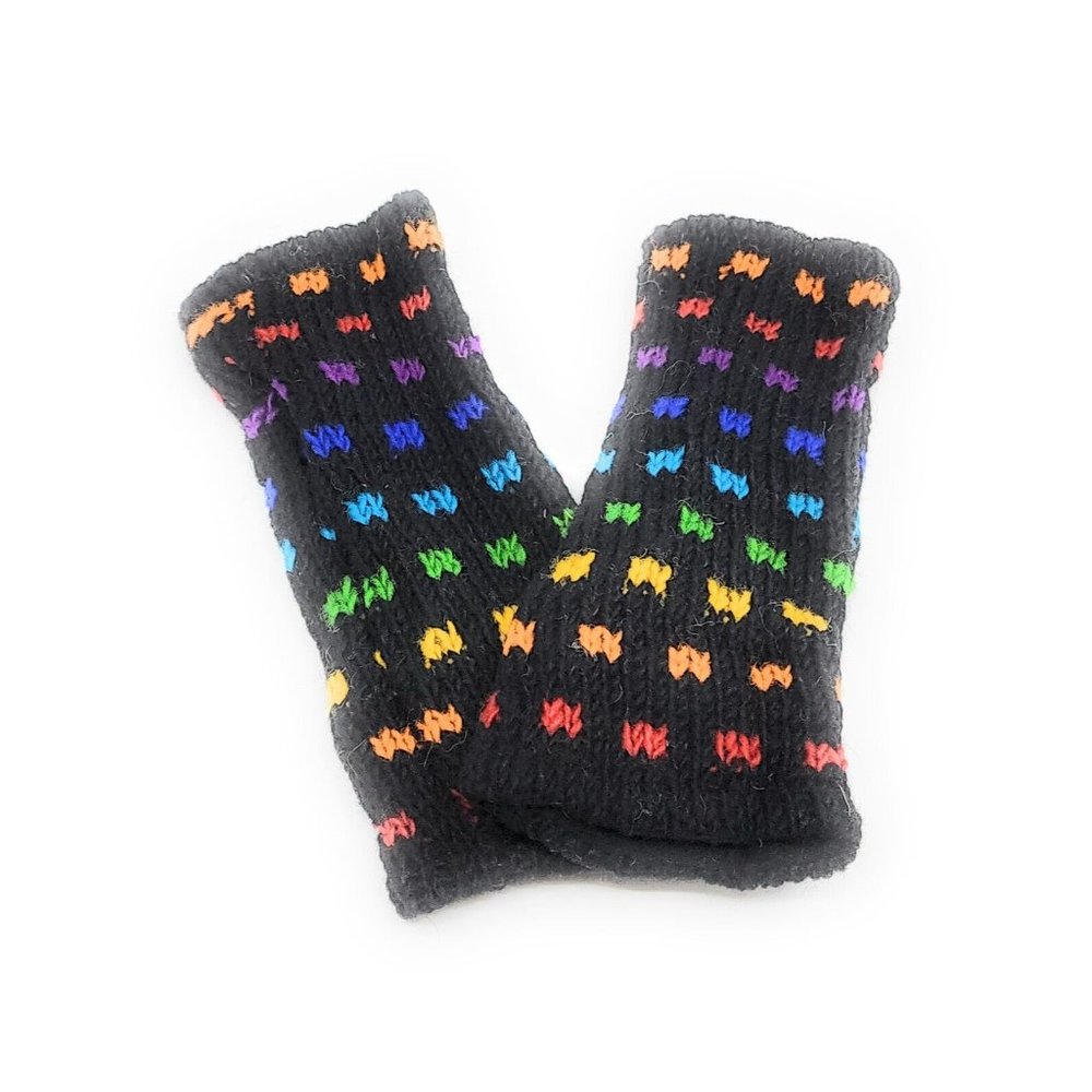 Handmade Wool Fingerless Texting Glove Fleece Lined Made in Nepal Rainbow Window